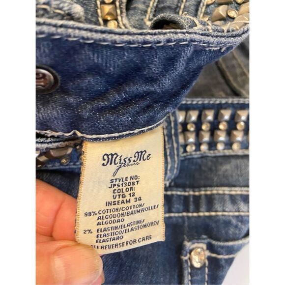 Miss Me blue denim jeans size 26 studs bling JP5130st - Picture 8 of 9